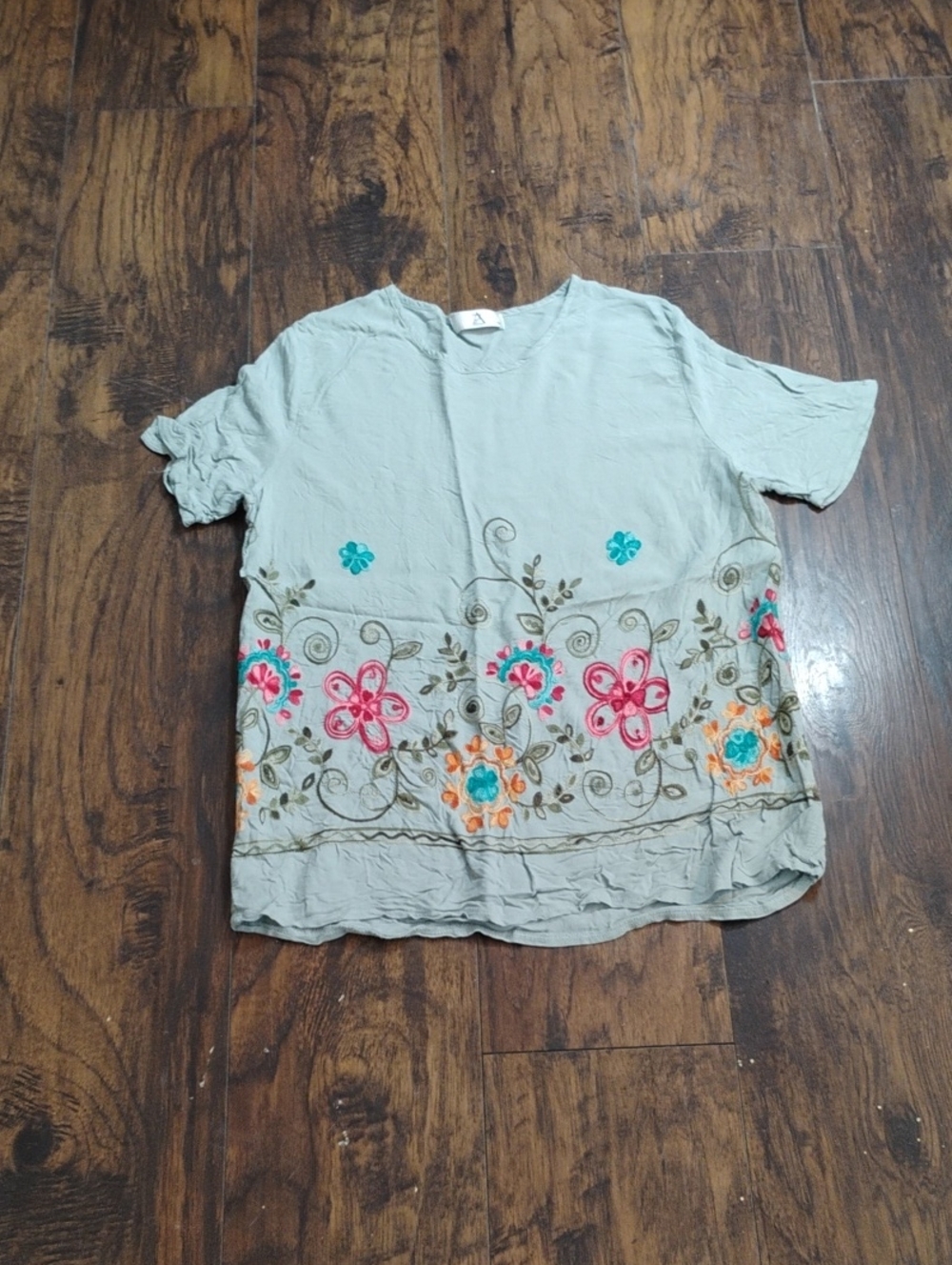 Light Blue Floral Embroidered Kids Top